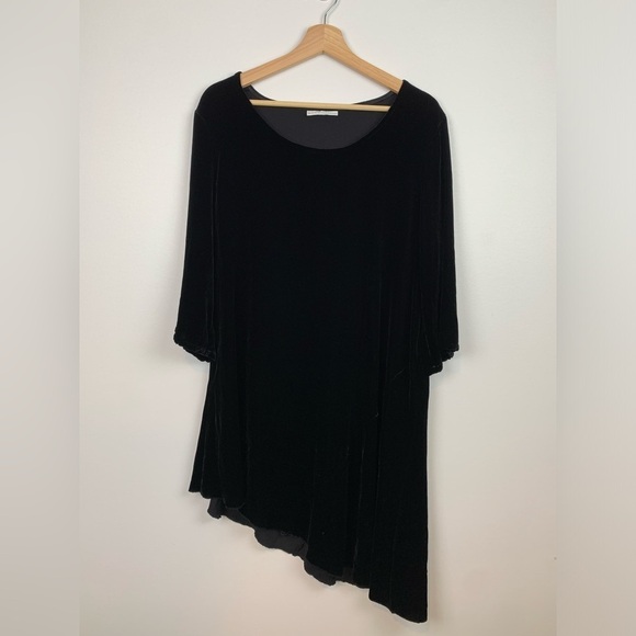 Bryn Walker Dress Black Velvet Asymmetrical Long Sleeves Size Small Witchy Y2K - Picture 1 of 10